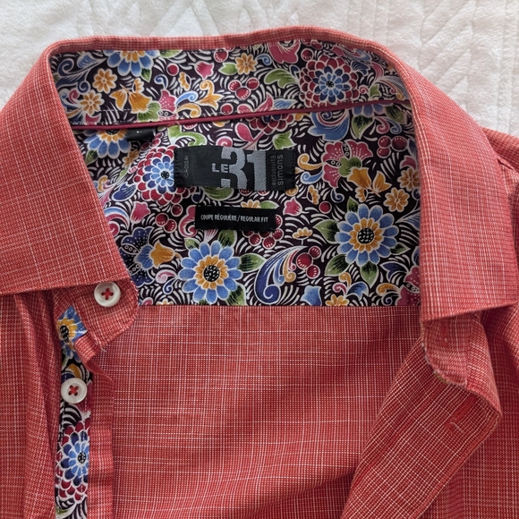 Men's Red Button-Up Shirt - Picture 3 of 4